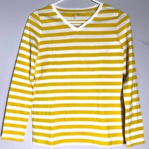 Cherokee Ultimate Tee, Yellow & White Striped V-Neck Top, Girls XL (14-16)